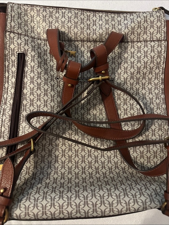 Fossil Elina Large Convertible Backpack Tan Floral Handbag Purse main image 5